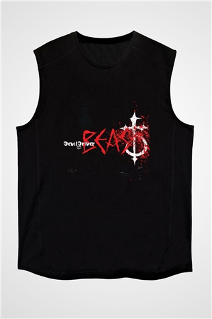 Devil Driver Baskılı Unisex Siyah Kolsuz Tişört