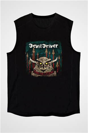 Devil Driver Baskılı Unisex Siyah Kolsuz Tişört