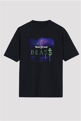 Devil Driver Baskılı Unisex Siyah Oversize Tişört