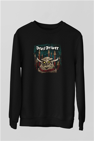 Devil Driver Baskılı Unisex Siyah Sweatshirt