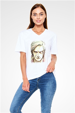 Devil May Cry Beyaz Unisex V Yaka Tişört T-Shirt
