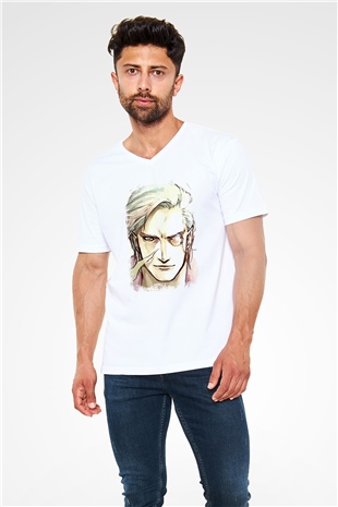 Devil May Cry Beyaz Unisex V Yaka Tişört T-Shirt