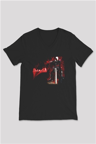 Devil May Cry Siyah Unisex V Yaka Tişört T-Shirt
