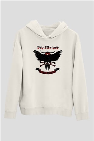 DevilDriver Beyaz Unisex Kapüşonlu Sweatshirt