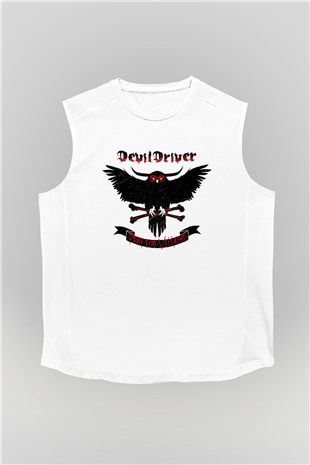 DevilDriver Beyaz Unisex Kolsuz Tişört
