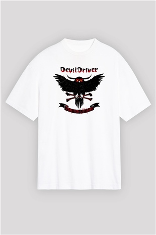 DevilDriver Beyaz Oversize Tişört Oversize T-shirt - TişörtFabrikası