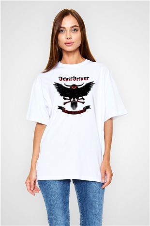 DevilDriver Beyaz Oversize Tişört Oversize T-shirt - TişörtFabrikası