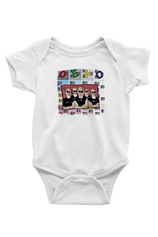 Devo Baskılı Unisex Beyaz Bebek Body - Zıbın