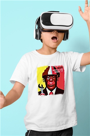 Devo Baskılı Unisex Beyaz Çocuk Tişört