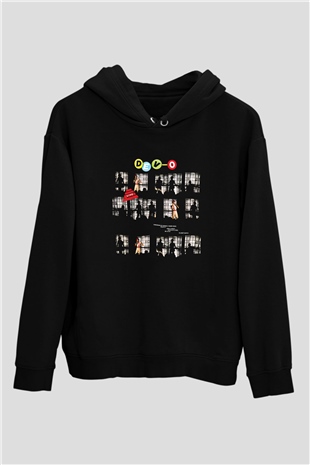 Devo Baskılı Unisex Siyah Hoodie