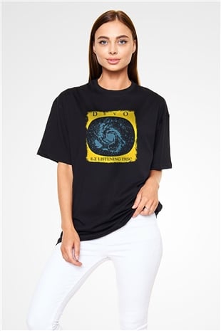 Devo Baskılı Unisex Siyah Oversize Tişört