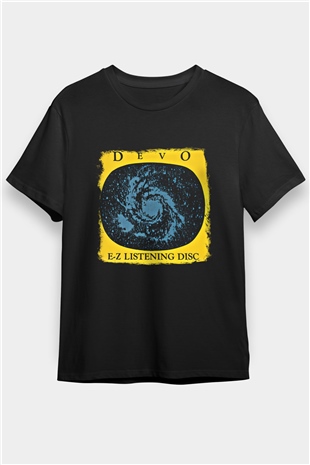 Devo Baskılı Unisex Siyah Tişört
