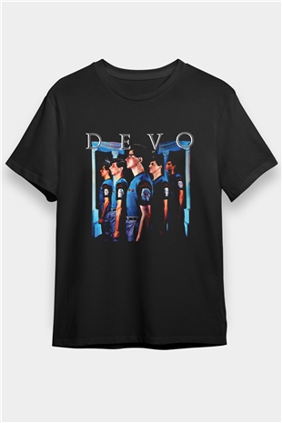 Devo Baskılı Unisex Siyah Tişört