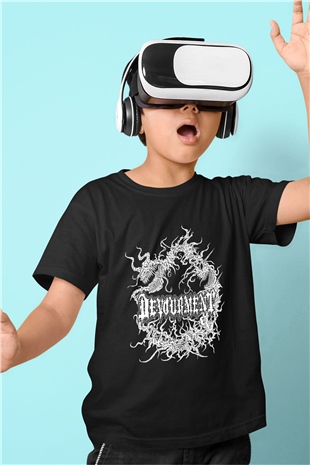 Devourment Baskılı Unisex Siyah Çocuk Tişört - Tshirt