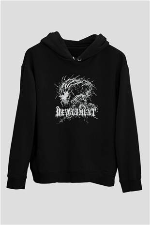 Devourment Baskılı Unisex Siyah Kapüşonlu Sweatshirt