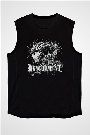 Devourment Baskılı Unisex Siyah Kolsuz Tişört - Tshirt