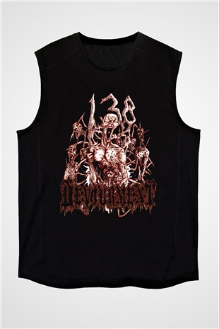 Devourment Baskılı Unisex Siyah Kolsuz Tişört - Tshirt
