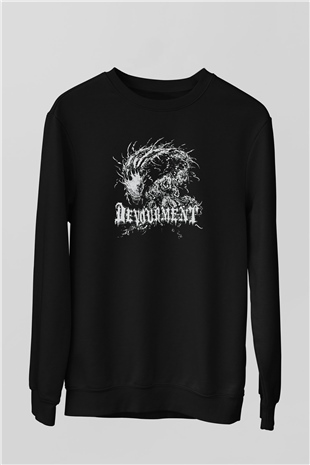 Devourment Baskılı Unisex Siyah Sweatshirt