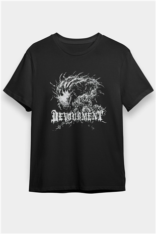 Devourment Baskılı Unisex Siyah Tişört - Tshirt
