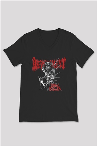 Devourment Baskılı Unisex Siyah V Yaka Tişört - Tshirt