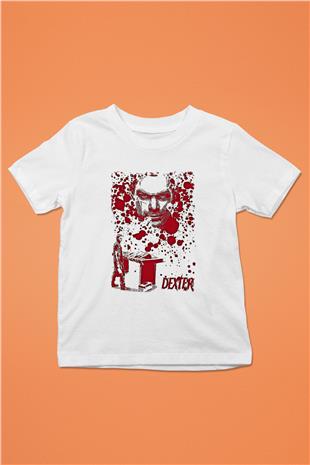 Dexter Baskılı Beyaz Unisex Beyaz Çocuk Tişört - Tshirt
