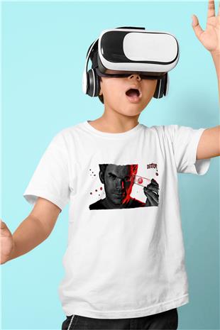 Dexter Baskılı Beyaz Unisex Beyaz Çocuk Tişört - Tshirt