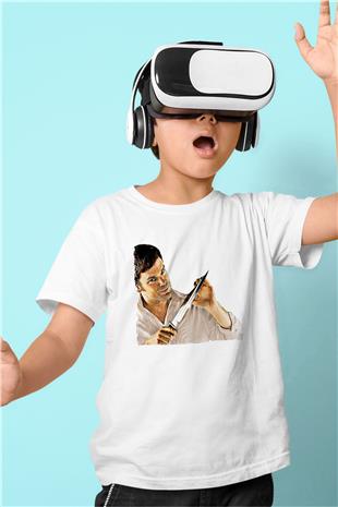 Dexter Baskılı Beyaz Unisex Beyaz Çocuk Tişört - Tshirt