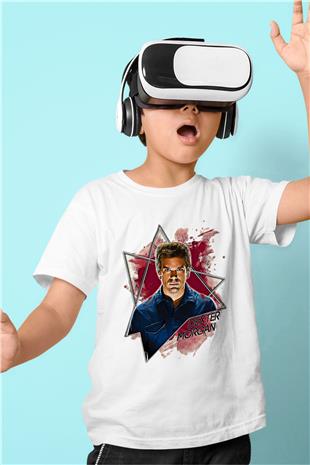 Dexter Baskılı Beyaz Unisex Beyaz Çocuk Tişört - Tshirt
