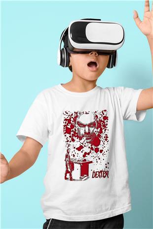 Dexter Baskılı Beyaz Unisex Beyaz Çocuk Tişört - Tshirt