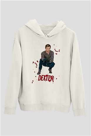 Dexter Baskılı Beyaz Unisex Hoodie