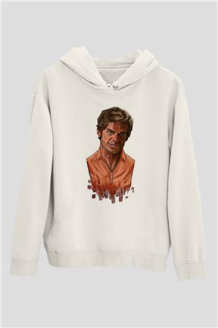 Dexter Baskılı Beyaz Unisex Hoodie