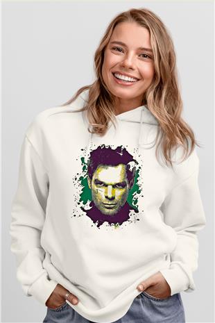 Dexter Baskılı Beyaz Unisex Hoodie