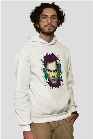 Dexter Baskılı Beyaz Unisex Hoodie