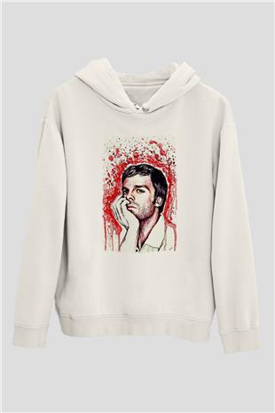 Dexter Baskılı Beyaz Unisex Hoodie