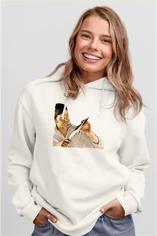 Dexter Baskılı Beyaz Unisex Hoodie