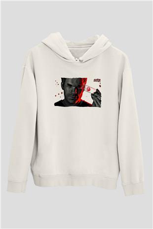 Dexter Baskılı Beyaz Unisex Hoodie