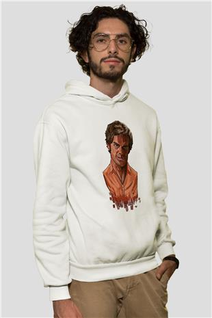 Dexter Baskılı Beyaz Unisex Hoodie