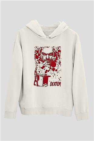 Dexter Baskılı Beyaz Unisex Hoodie