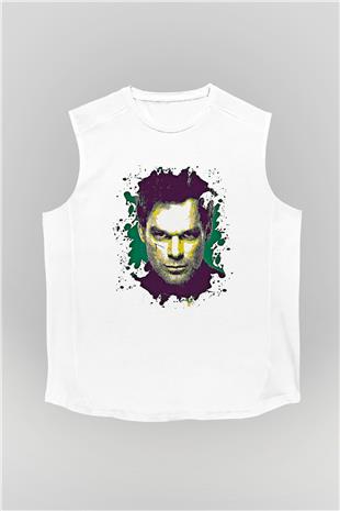 Dexter Baskılı Beyaz Unisex Kolsuz Tişört - Tshirt