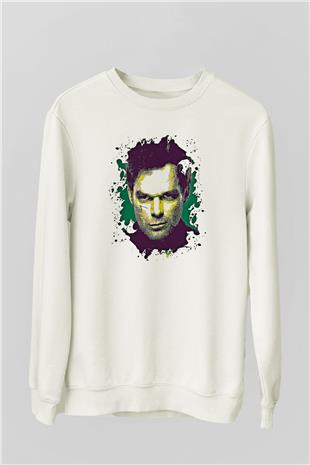 Dexter Baskılı Beyaz Unisex Sweatshirt