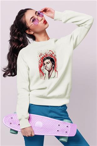 Dexter Baskılı Beyaz Unisex Sweatshirt
