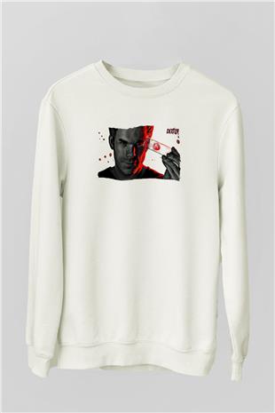 Dexter Baskılı Beyaz Unisex Sweatshirt