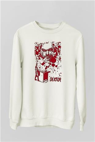 Dexter Baskılı Beyaz Unisex Sweatshirt