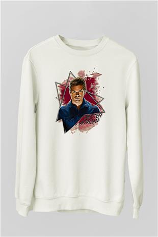 Dexter Baskılı Beyaz Unisex Sweatshirt