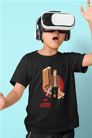 Dexter Baskılı Unisex Siyah Çocuk Tişört - Tshirt