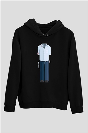 Dexter Baskılı Unisex Siyah Kapüşonlu Sweatshirt