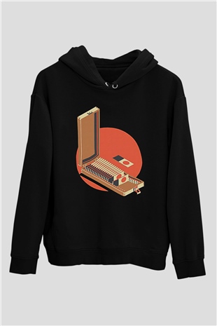 Dexter Baskılı Unisex Siyah Kapüşonlu Sweatshirt