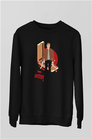 Dexter Baskılı Unisex Siyah Sweatshirt