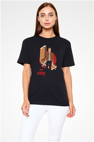 Dexter Baskılı Unisex Siyah Tişört - Tshirt