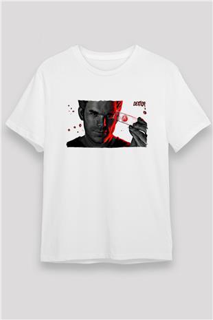 Dexter Unisex Baskılı Beyaz Tişört - Tshirt